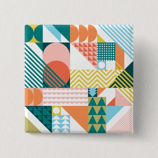 Modernes geometrisches Abstraktes Muster, fett Button (Vorderseite)