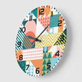 Modernes geometrisches Abstraktes Muster, fett Große Wanduhr (Winkel)