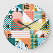 Modernes geometrisches Abstraktes Muster, fett Große Wanduhr (Vorderseite)