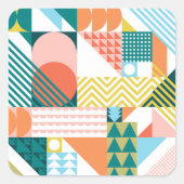 Modernes geometrisches Abstraktes Muster, fett Quadratischer Aufkleber (Vorderseite)