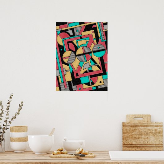 Modernes geometrisches Abstraktes Muster Poster (Küche)