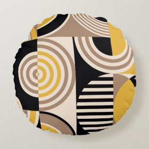 Modernes geometrisches abstraktes Muster. Vintages Rundes Kissen