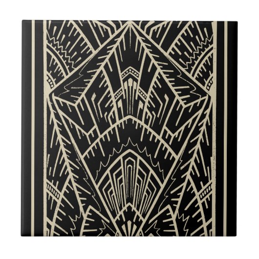 Modernes geometrisches Abstraktes Schwarzes Art Dé Fliese (Vorderseite)