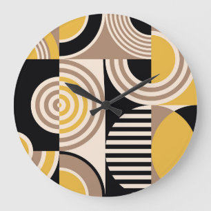 Modernes geometrisches, abstraktes Vintages Muster Große Wanduhr