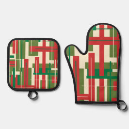 Modernes geometrisches Abstraktes Weihnachtsfest i Ofenhandschuh & Topflappen-Set