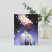 Modernes geometrisches Anime-Girl Postkarte (Stehend Vorderseite)