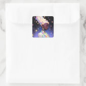 Modernes geometrisches Anime-Girl Quadratischer Aufkleber (Tasche)