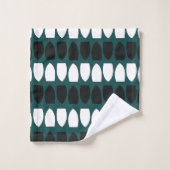 Modernes geometrisches Aquamarines Blauschwarz Badhandtuch Set (Waschlappen)