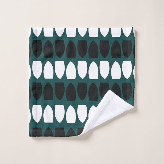 Modernes geometrisches Aquamarines Blauschwarz Badhandtuch Set (Waschlappen)