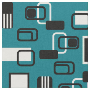 Modernes geometrisches, Aquamarines Schwarzes Retr Stoff