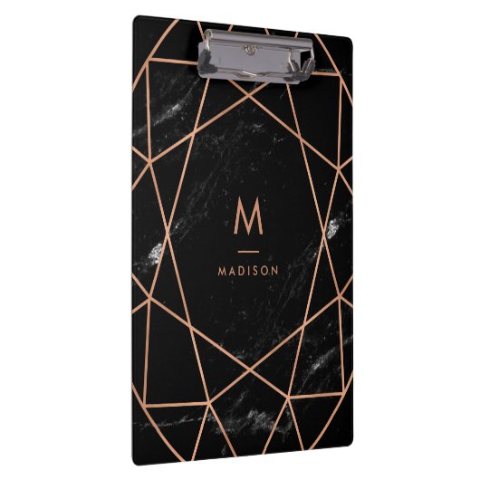 Modernes geometrisches auf schwarzem Marmorblick Klemmbrett (Rechts)