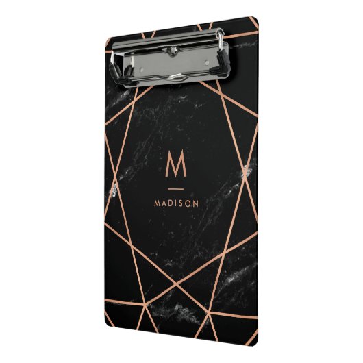 Modernes geometrisches auf schwarzem Marmorblick Mini Klemmbrett (Gewinkelt2)