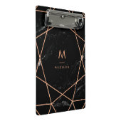 Modernes geometrisches auf schwarzem Marmorblick Mini Klemmbrett (Schrägansicht)