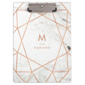 Modernes geometrisches auf weißem Marmor Klemmbrett (Vorderseite)