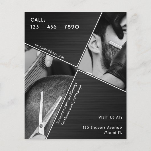 Modernes geometrisches Barbier Flyer (Hinten)