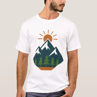 Modernes geometrisches Bergabenteuer Natur T - Shi T-Shirt