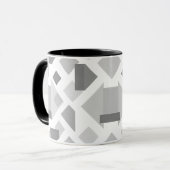 Modernes geometrisches Bild mit schwarzen Formen. Tasse (Vorderseite Links)