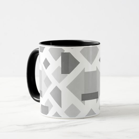 Modernes geometrisches Bild mit schwarzen Formen. Tasse (Vorderseite Links)