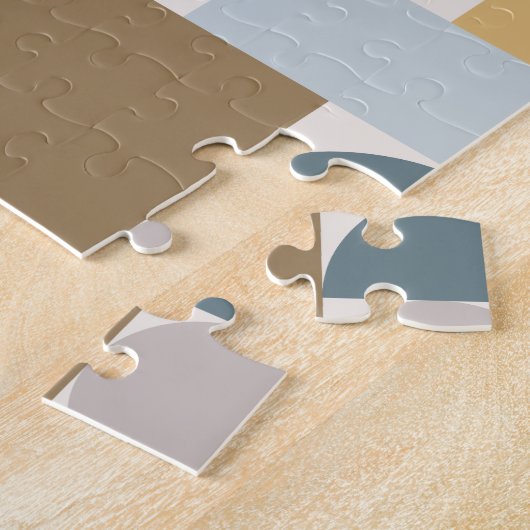 Modernes geometrisches blaues Gold Mitte des Jahrh Puzzle (Seite)