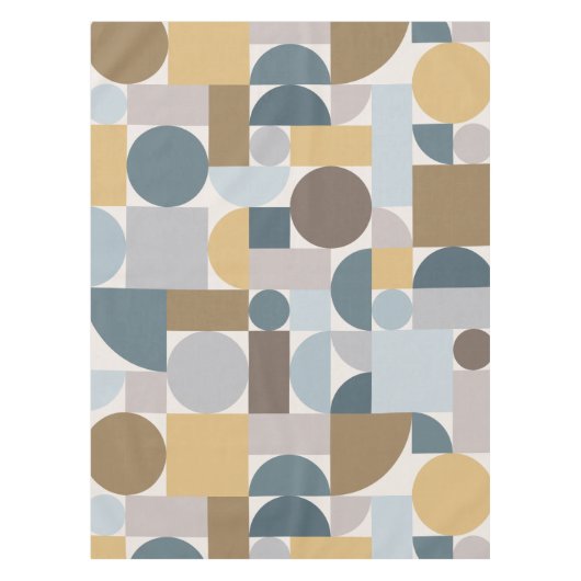 Modernes geometrisches blaues Gold Mitte des Jahrh Tischdecke (Vorderseite)