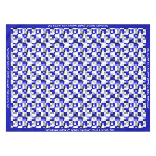 Modernes geometrisches blaues Schwarzes Schachbret Tischdecke (Vorderseite (Horizontal))