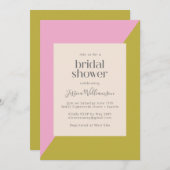 Modernes geometrisches Brautparty aus Rosa und Oli Einladung (Vorne/Hinten)