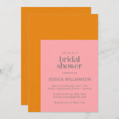 Modernes geometrisches Brautparty in Rosa und Oran Einladung (Vorne/Hinten)