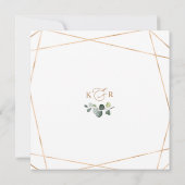 Modernes geometrisches Brautparty mit goldgrünen P Einladung (Rückseite)