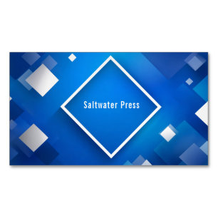 Modernes geometrisches Corporate Blue & Silver Magnetische Visitenkarte