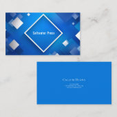 Modernes geometrisches Corporate Blue & Silver Visitenkarte (Vorne/Hinten)