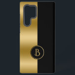 Modernes geometrisches Design aus Gold und Schwarz Samsung Galaxy Hülle<br><div class="desc">Modernes geometrisches Design aus Gold und Schwarz mit einem maßgeschneiderten Monogramm.</div>