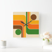 Modernes geometrisches Design Mitte des Jahrhunder Quadratische Wanduhr (Zuhause)