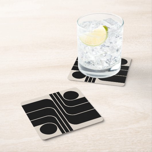 Modernes geometrisches Design Mitte des Jahrhunder Rechteckiger Pappuntersetzer (Vor Ort)