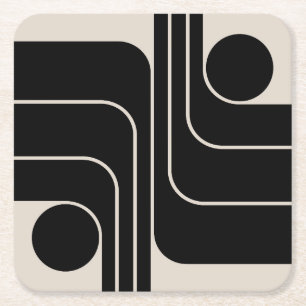 Modernes geometrisches Design Mitte des Jahrhunder Rechteckiger Pappuntersetzer