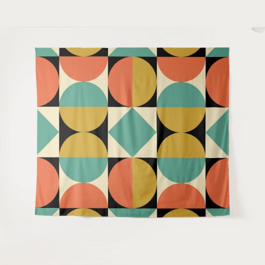 Modernes geometrisches Design Mitte des Jahrhunder Wandteppich (Vorderseite (Horizontal))