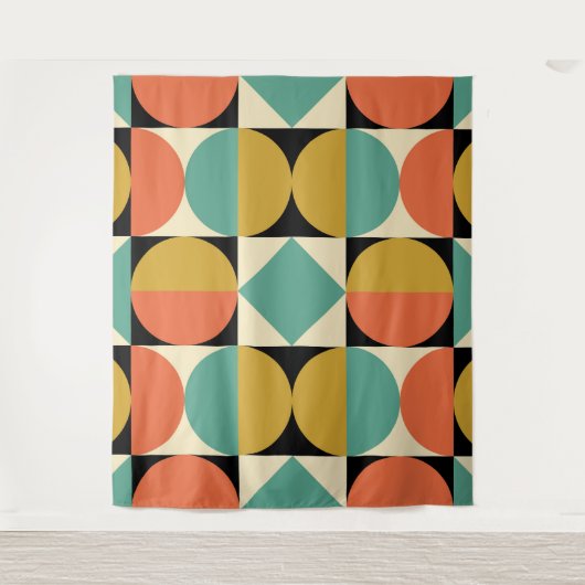 Modernes geometrisches Design Mitte des Jahrhunder Wandteppich (Vorderseite)