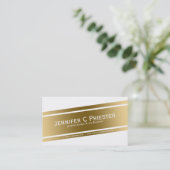 Modernes geometrisches Design von Weiß und Gold Visitenkarte (Stehend Vorderseite)