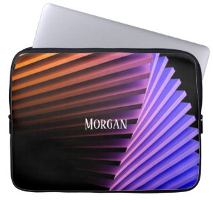 Modernes geometrisches Design, weißer Name Laptopschutzhülle