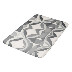 Modernes geometrisches Diamantmuster in Grau und W Badematte