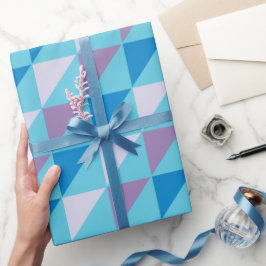 Modernes geometrisches, dreieckiges blaues lila geschenkpapier