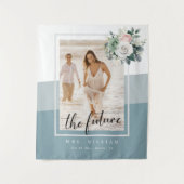 Modernes geometrisches, dunkelblaues Brautparty Wandteppich (Vorderseite)