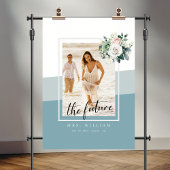 Modernes geometrisches, dunkelblaues Brautparty Wandteppich