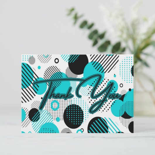 Modernes geometrisches Enigma des Retro 80er 90s Dankeskarte (Stehend Vorderseite)