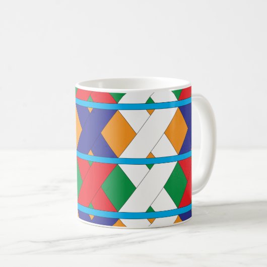 Modernes geometrisches, farbiges Muster Kaffeetasse (VorderseiteRechts)