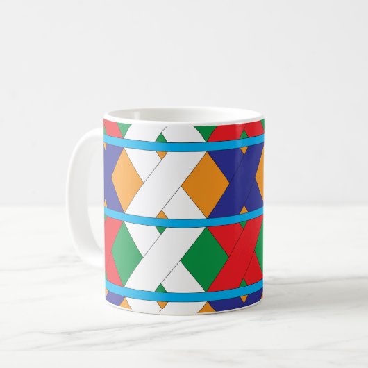 Modernes geometrisches, farbiges Muster Kaffeetasse (Vorderseite Links)
