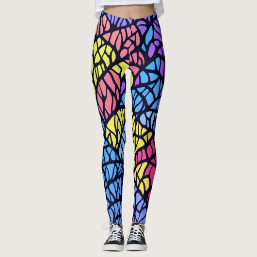 Modernes geometrisches, festes Glasmuster Leggings (Vorderseite)