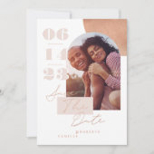 Modernes geometrisches, fett gedrucktes Pink-Foto Save The Date (Vorderseite)