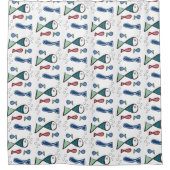 Modernes geometrisches Fisch-Muster Duschvorhang (Vorderseite)