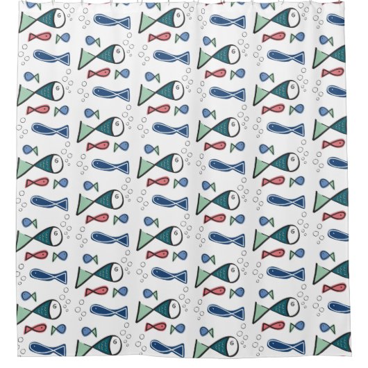 Modernes geometrisches Fisch-Muster Duschvorhang (Vorderseite)