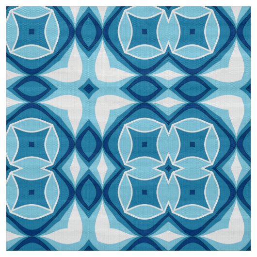 Modernes geometrisches Fliesenmuster Denim Blue & Stoff (Muster)